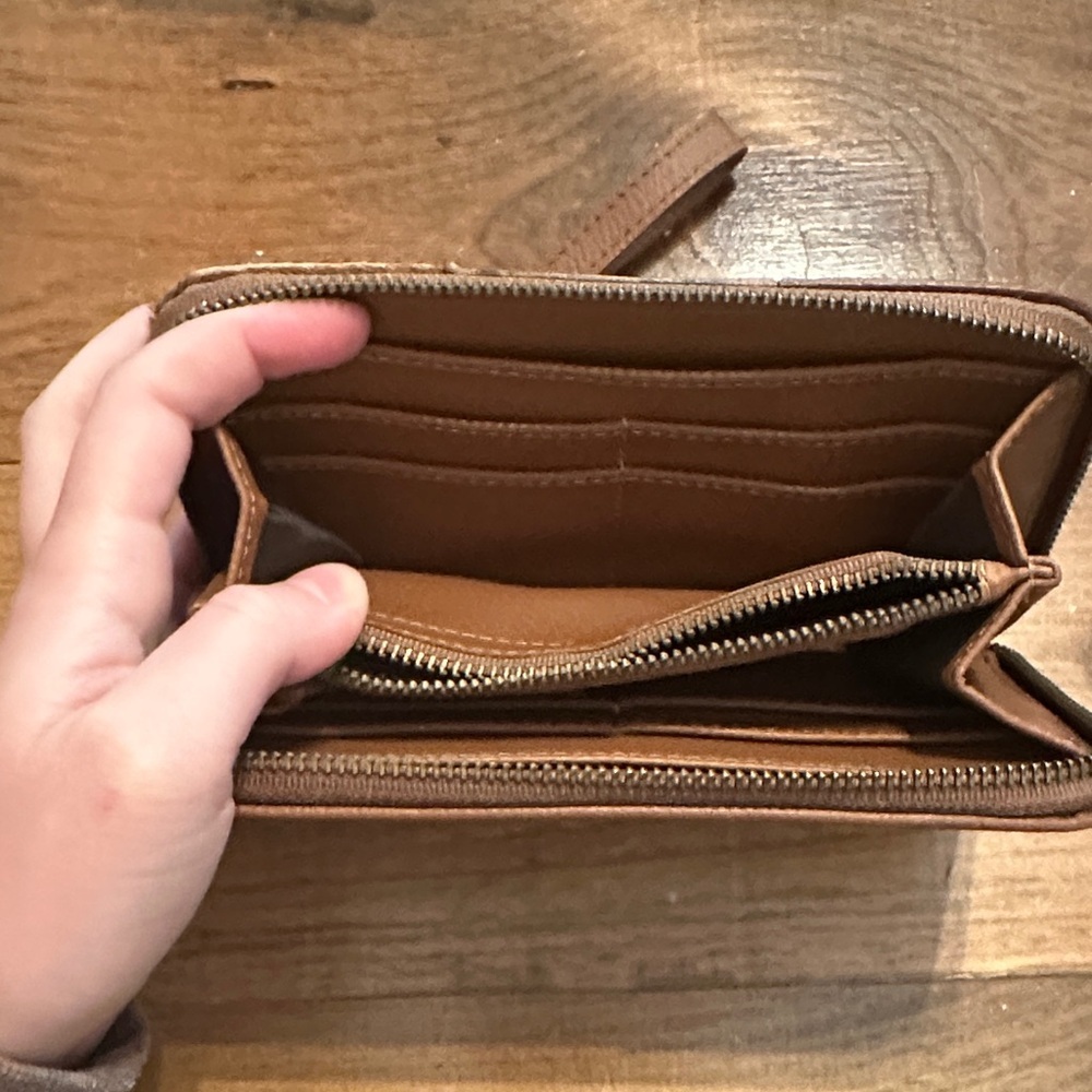 Shyanne Brown Leather Wristlet Wallet with Studded And Cowhide Design - Picture 6 of 6